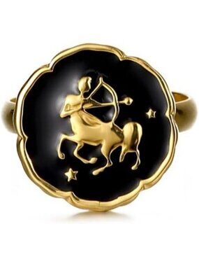 Sagittarius Astrology Constellation Open Ring Horoscope Zodiac 18K Gold Plated